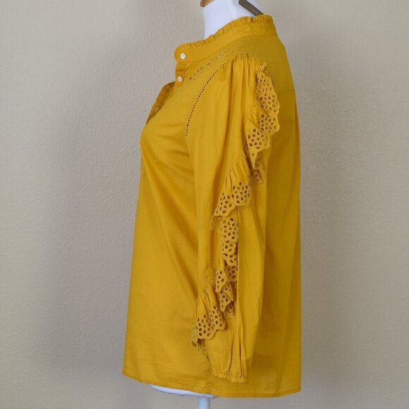 J. Crew Ruffle Sleeve Top with Embroidered Eyelet NEW - S - Picture 7 of 11